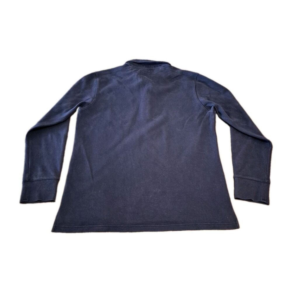 Relwen Rugby Polo Size Large Navy Blue Thick Pique Long Sleeve Pocket Sweater - Picture 3 of 5